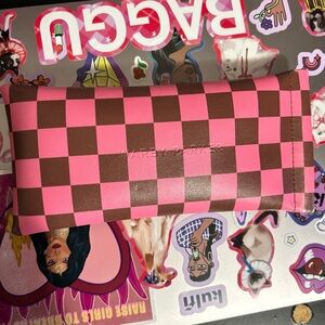 Warby Parker Pink&Brown Checkered Glasses Single Case Pouch (Discontinued Color)